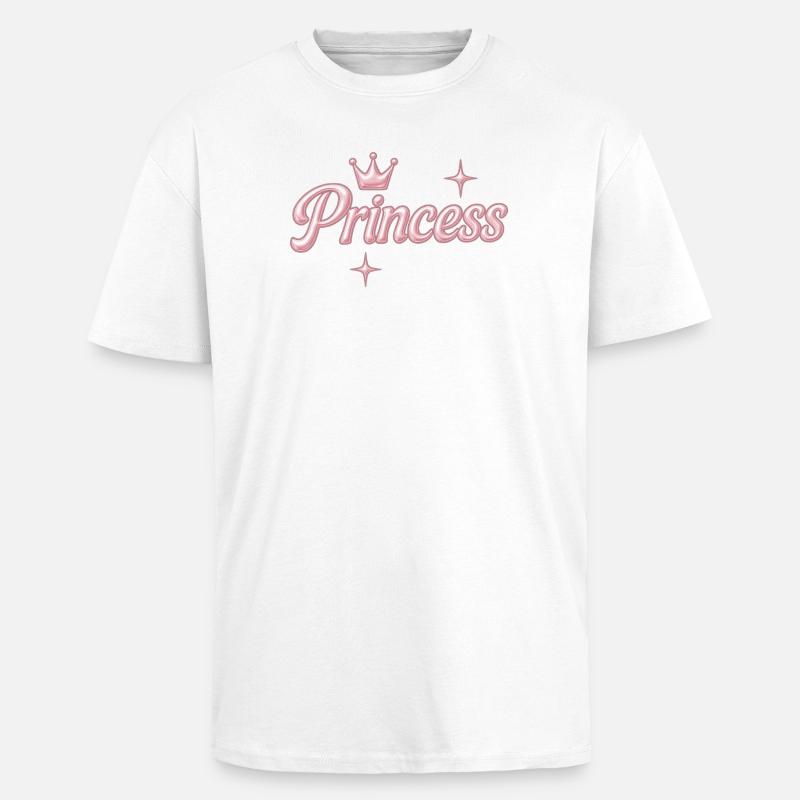 Prinzessin / Princess / Chrome Y2K Design - Oversized Heavyweight Unisex T-Shirt - Weiß
