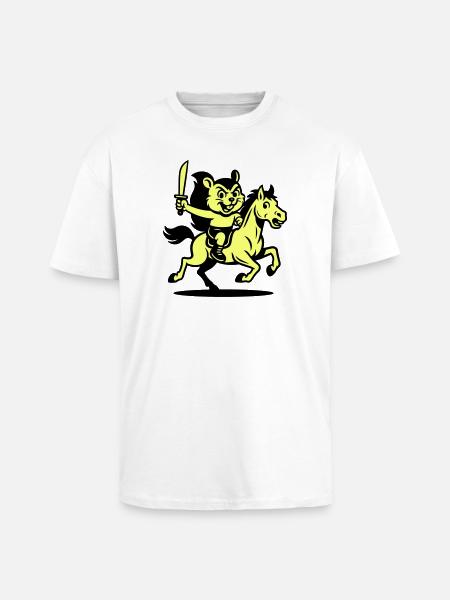 Héros mignon à cheval - T-shirt unisexe oversize épais - blanc