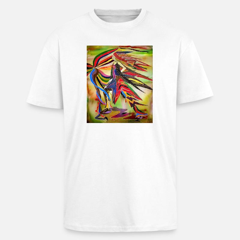 Bunter Adler in lebendiger Abstraktion - Oversized Heavyweight Unisex T-Shirt - Weiß