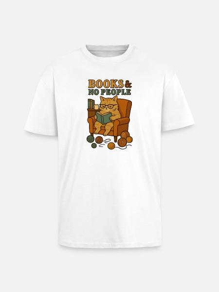 Katzenleser im gemütlichen Sessel - Oversized Heavyweight Unisex T-Shirt - Weiß