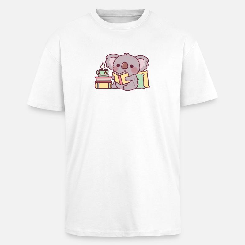 Süßer Koala, der ein Buch liest - Oversized Heavyweight Unisex T-Shirt - Weiß