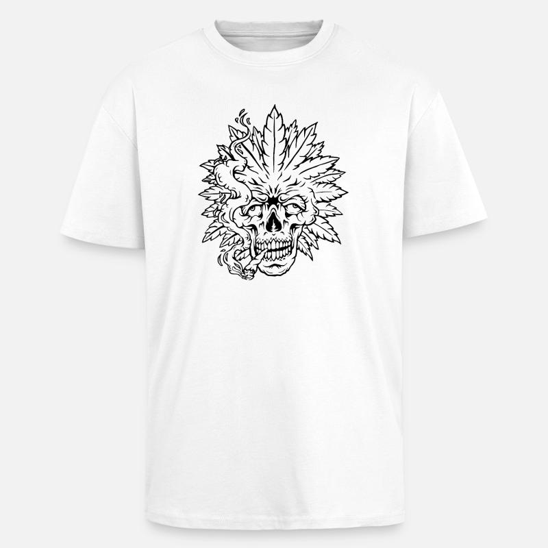 Psychedelic Skull Weed Design - Totenkopf - Oversized Heavyweight Unisex T-Shirt - Weiß