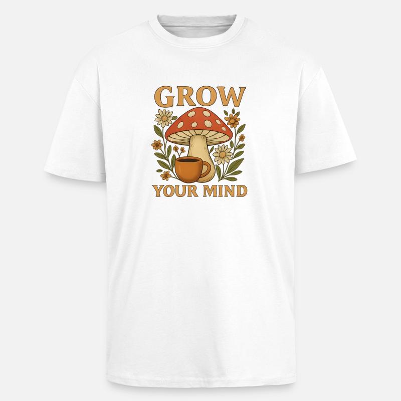 Wachstum Geist Pilz Blumen Design - Oversized Heavyweight Unisex T-Shirt - Weiß