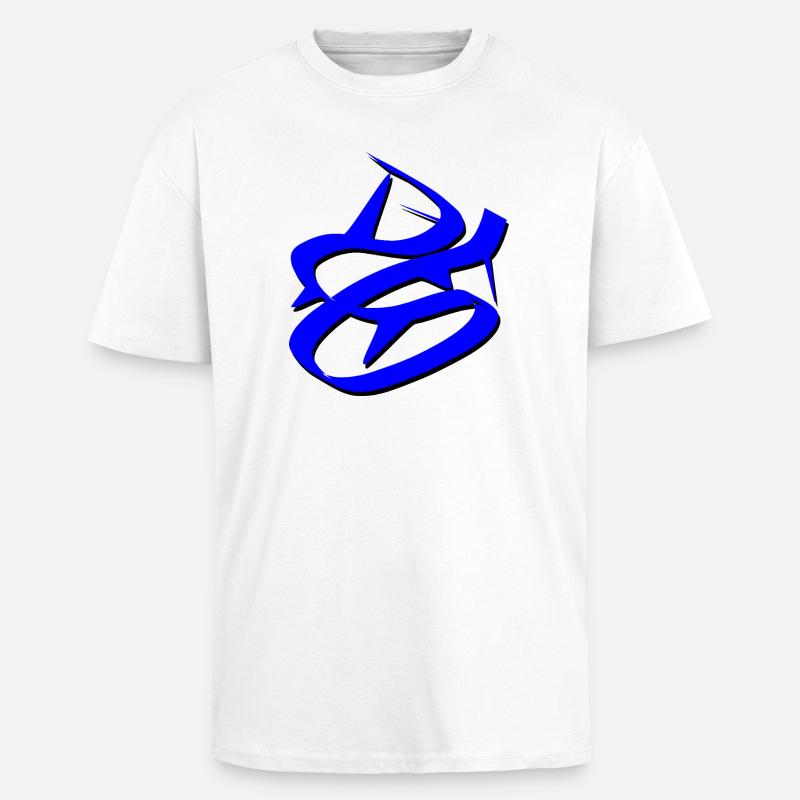 Design de graffiti bleu dynamique - T-shirt unisexe oversize épais - blanc