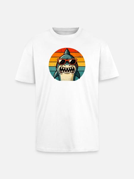 Cool Shark with Sunglasses - Unisex Oversized Heavyweight T-shirt - white