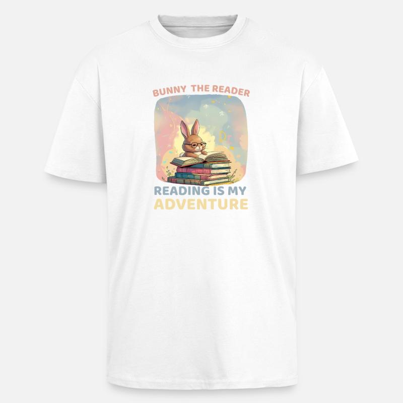 Read Adventures with Rabbits - Unisex Oversized Heavyweight T-shirt - white