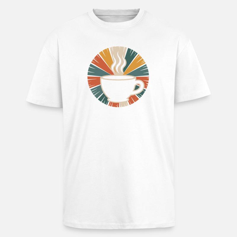 Warming Coffee Mug Retro Design - Unisex Oversized Heavyweight T-shirt - white