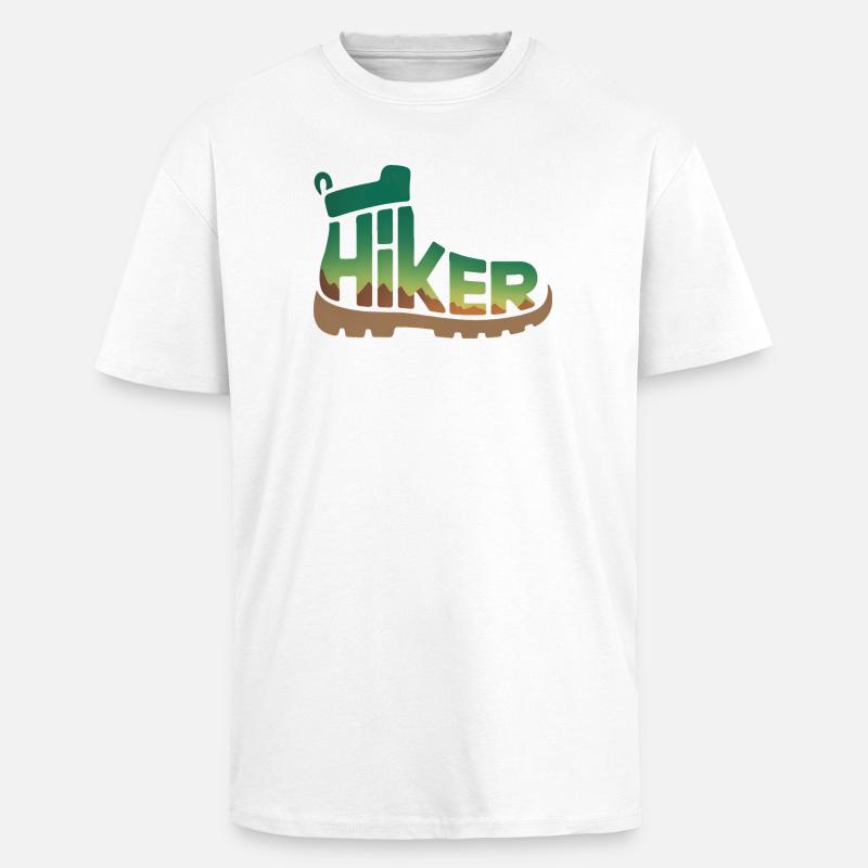 Hiker Typography - Hiking Design - Unisex Oversized Heavyweight T-shirt - white