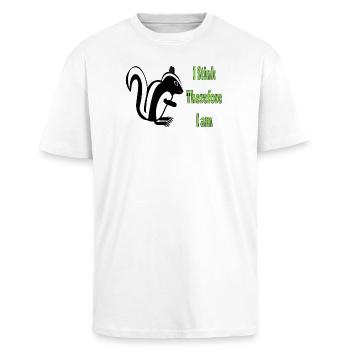 Humorvolle Skunk-Philosophie Zitat-Design - Oversized Heavyweight Unisex T-Shirt - Weiß - Vorne - Alina (178cm) & Michal (187cm)