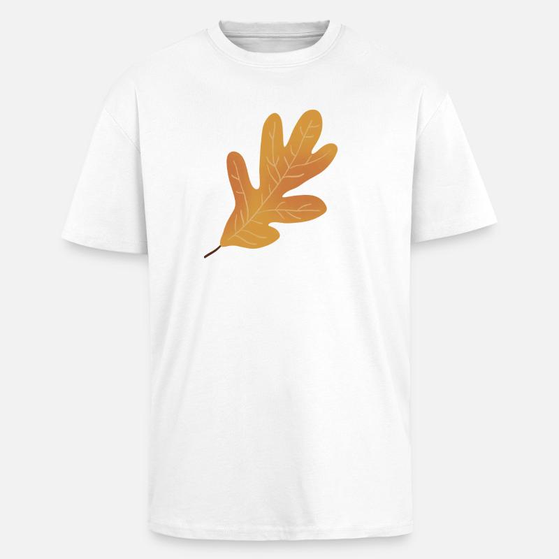 Herbst Eichenblatt Illustration - Oversized Heavyweight Unisex T-Shirt - Weiß