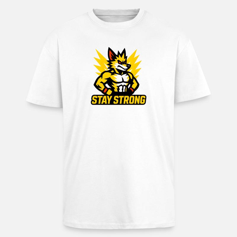 Kraftvoller Wolf mit Blitzmotiven - Oversized Heavyweight Unisex T-Shirt - Weiß