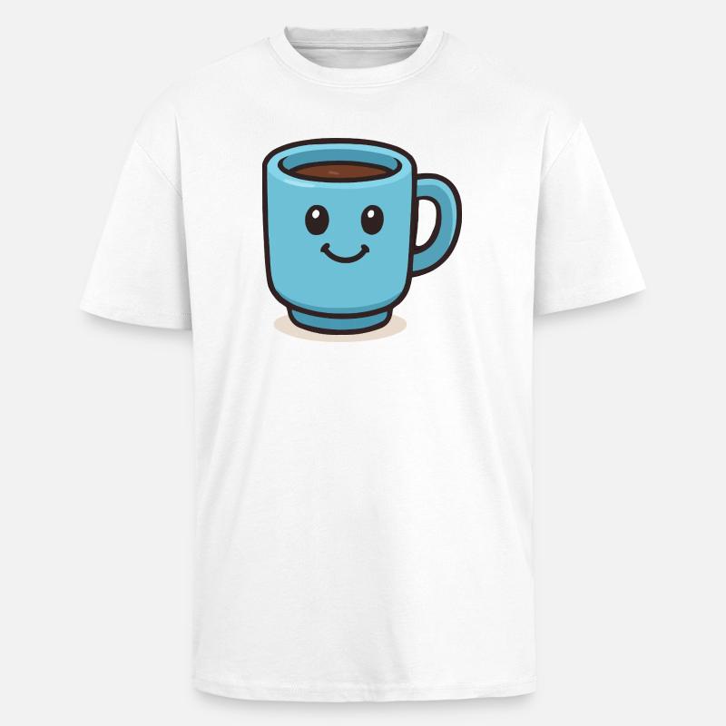 Fröhlicher Kaffeebecher - Oversized Heavyweight Unisex T-Shirt - Weiß