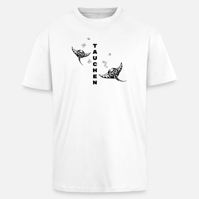 Plongée – Tribal Manta Rays Design - T-shirt unisexe oversize épais - blanc