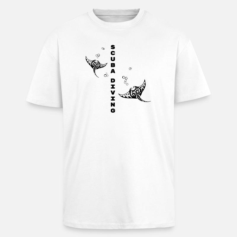 Tauchen – Stammes-Mantarochen-Design - Oversized Heavyweight Unisex T-Shirt - Weiß
