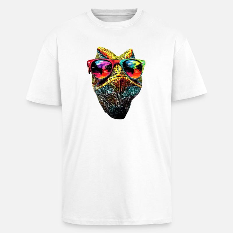 Chameleon Lizard Reptile Chameleon Iguana Lizard - Unisex Oversized Heavyweight T-shirt - white