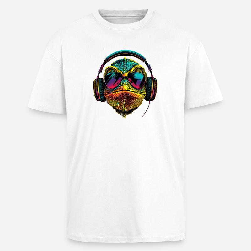 Chameleon Lizard Reptile Chameleon Iguana Lizard - Unisex Oversized Heavyweight T-shirt - white