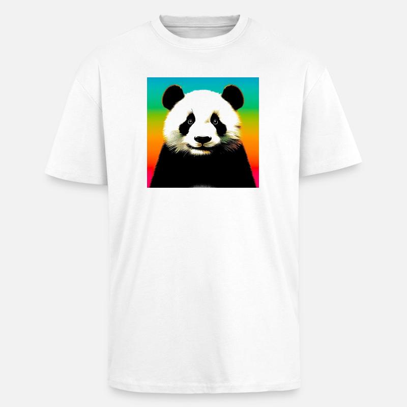 Panda - T-shirt unisex oversize pesante - bianco
