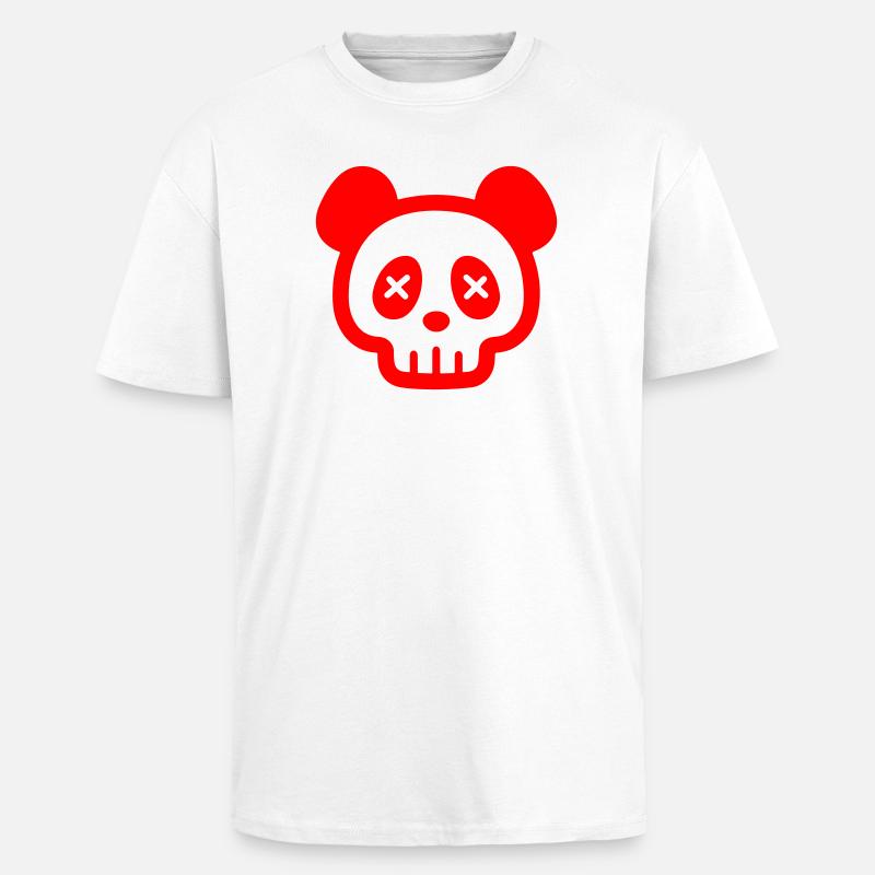 Squelette de crâne de panda - T-shirt unisexe oversize épais - blanc