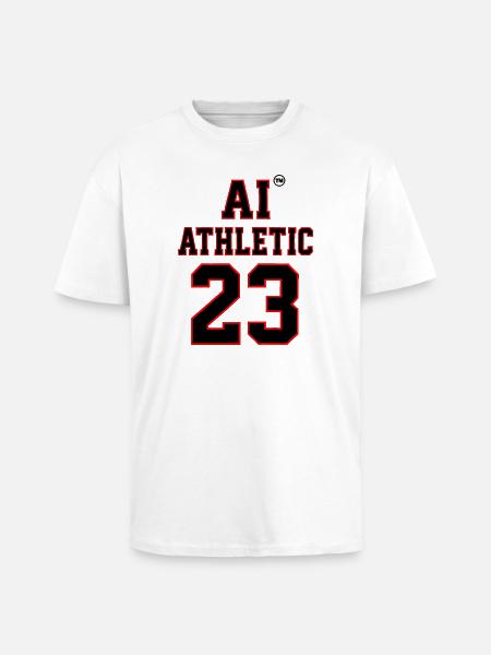 Sporty Athletic Number 23 Lettering - Unisex Oversized Heavyweight T-shirt - white
