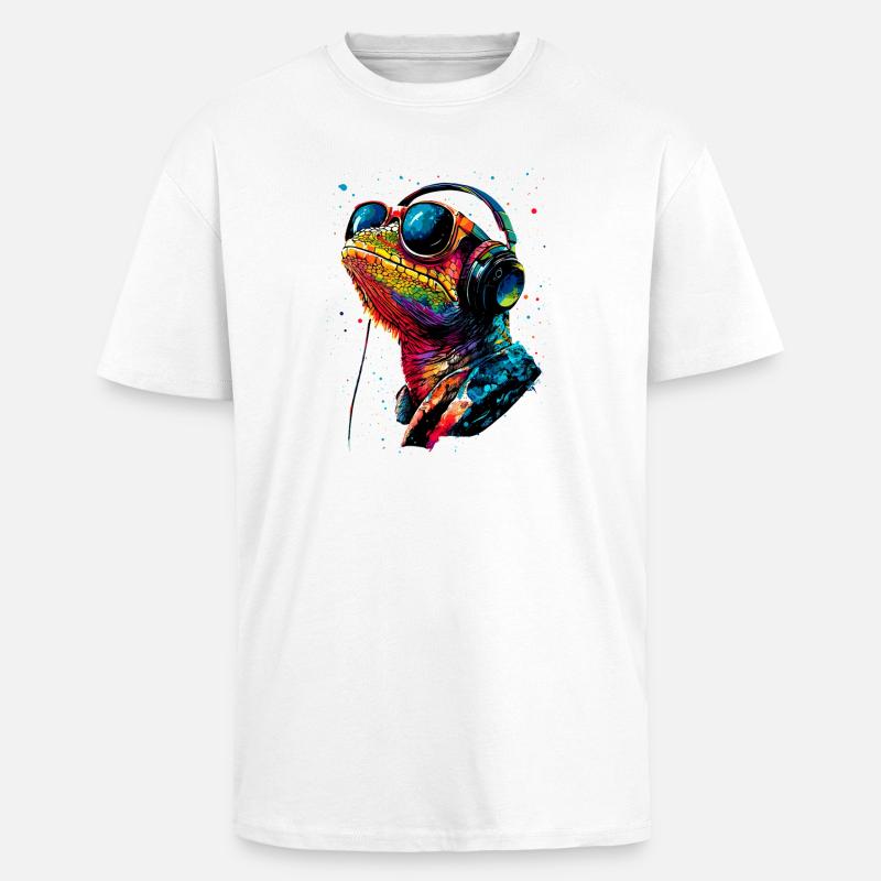 Chameleon Lizard Reptile Chameleon Iguana Lizard - Unisex Oversized Heavyweight T-shirt - white