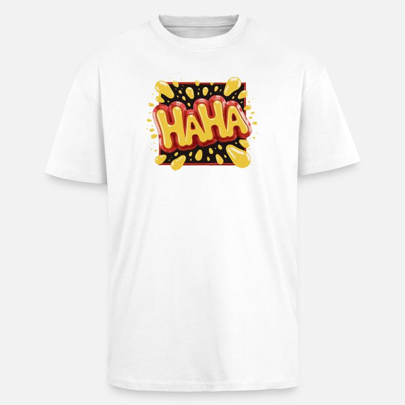 Lebhaftes Haha-Design im Comic-Stil - Oversized Heavyweight Unisex T-Shirt - Weiß