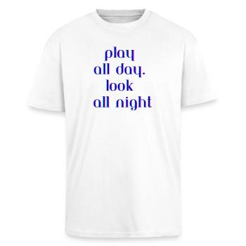 Vibrant Neon Text Quote Design - Unisex Oversized Heavyweight T-shirt - white - Front - Alina (178cm) & Michal (187cm)