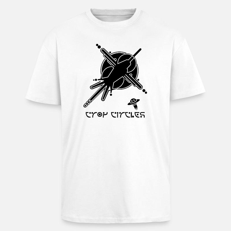 Cosmic Graffiti Crop Circle - Heavy Oversized T-Shirt - white