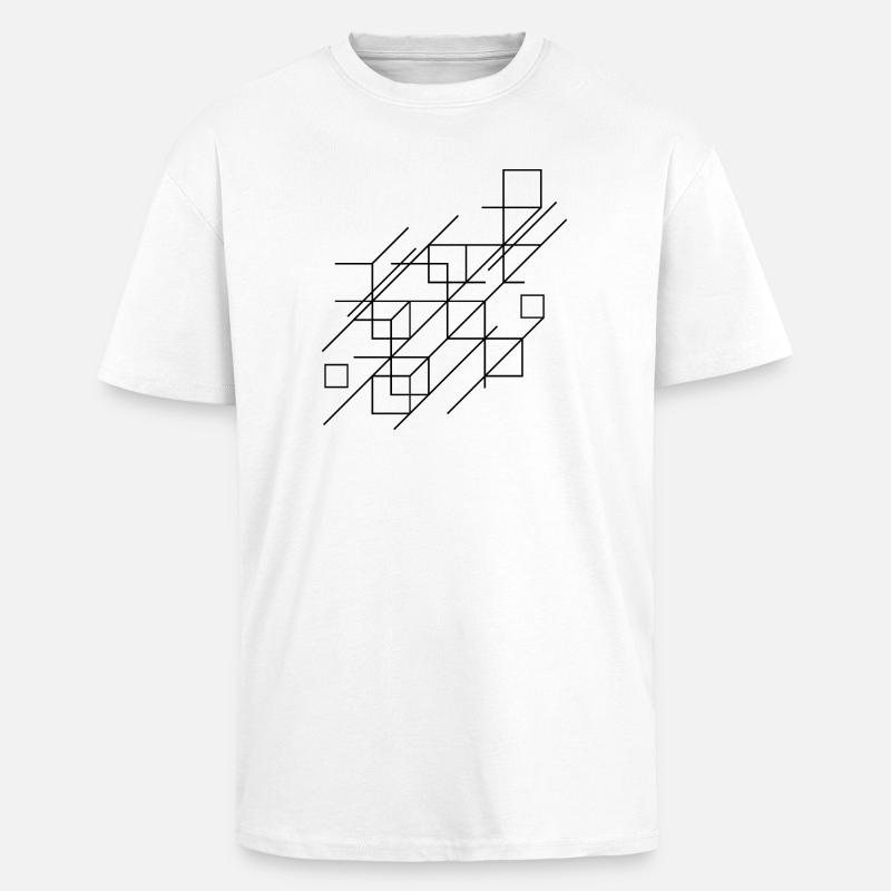 Conception de lignes géométriques - T-shirt unisexe oversize épais - blanc