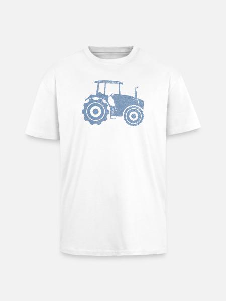 Tractor Silhouette Farmer Grunge Design - Unisex Oversized Heavyweight T-shirt - white