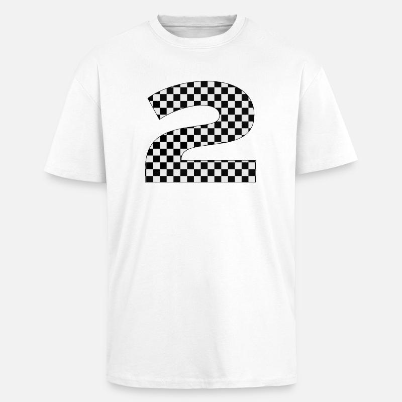 Checkerboard Pattern - Number 2 - Unisex Oversized Heavyweight T-shirt - white