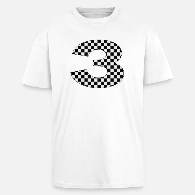 Checkerboard Nummer Drei Design - Oversized Heavyweight Unisex T-Shirt - Weiß
