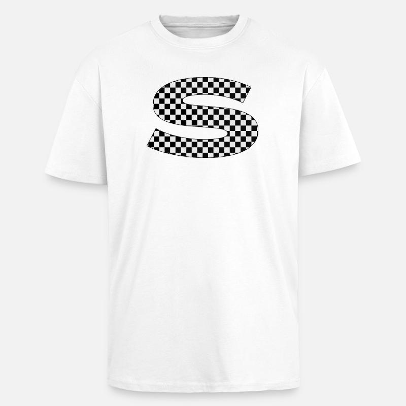 Checkered S Buchstabe - Oversized Heavyweight Unisex T-Shirt - Weiß