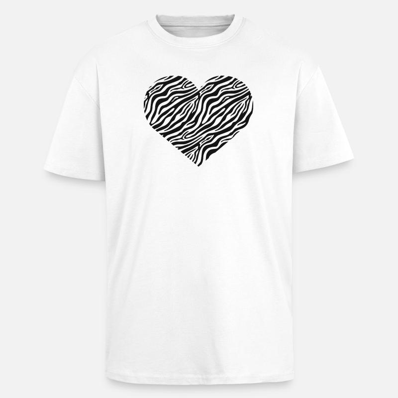 Zebra Herz - Oversized Heavyweight Unisex T-Shirt - Weiß
