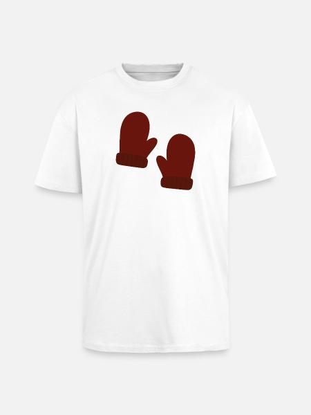 Cozy Winter Mittens Illustration - Unisex Oversized Heavyweight T-shirt - white