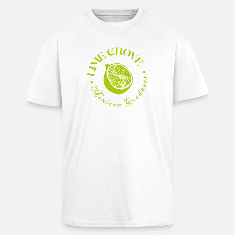 Limette und Zitrone Botanisches Design - Oversized Heavyweight Unisex T-Shirt - Weiß