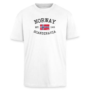 Norway - Norge - Norwegen - Scandinavia - 1905 - Oversized Heavyweight Unisex T-Shirt - Weiß - Vorne - Alina (178cm) & Michal (187cm)