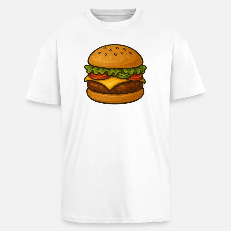 Expressive burger design with green accents - Unisex Oversized Heavyweight T-shirt - white