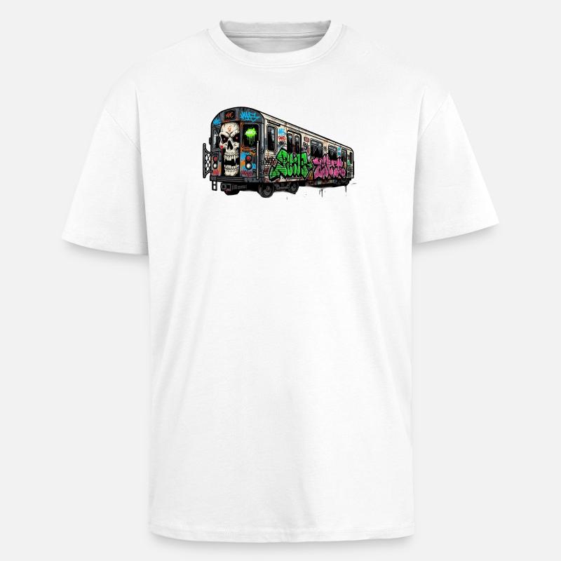 Graffitis sur le trafic du métro - T-shirt unisexe oversize épais - blanc
