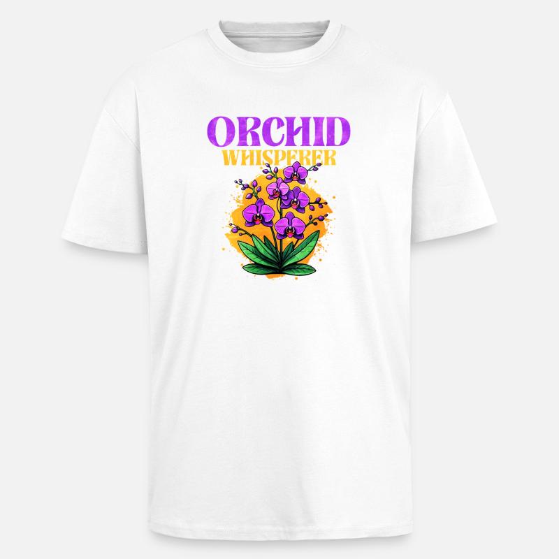Conception de murmure d'orchidée - T-shirt unisexe oversize épais - blanc