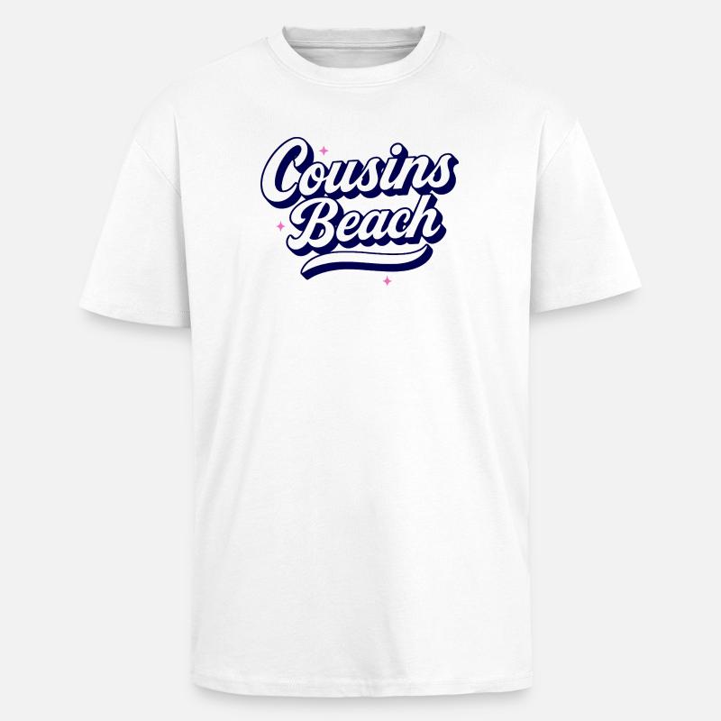 Cousins Beach – Retro Script Design - Unisex Oversized Heavyweight T-shirt - white
