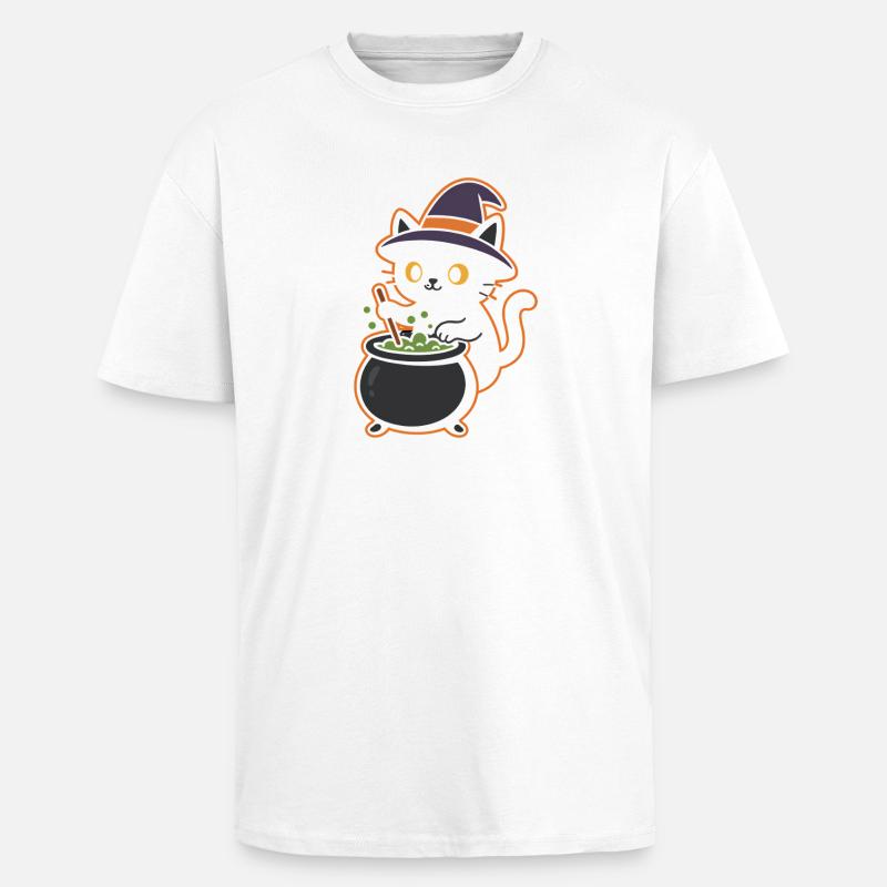 Conception magique de potion de sorcière pour chat - T-shirt unisexe oversize épais - blanc