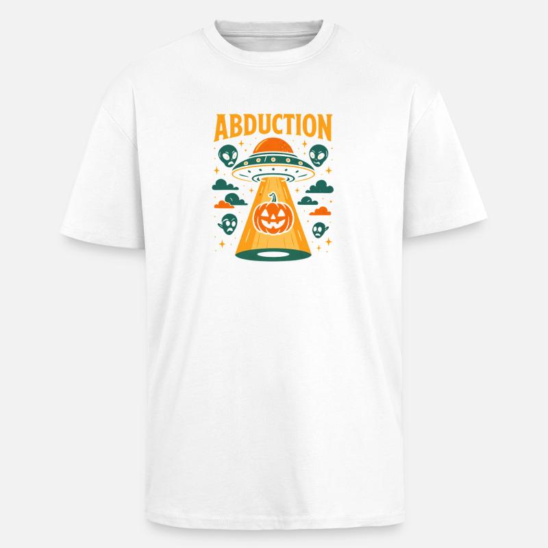 Conception de citrouille d'Halloween spatiale - T-shirt unisexe oversize épais - blanc