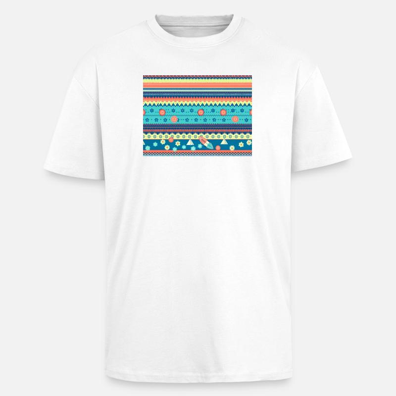 Farbenfroher Boho Wintermuster - Oversized Heavyweight Unisex T-Shirt - Weiß