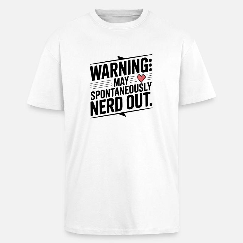 Warnung kann spontan nerd werden - Oversized Heavyweight Unisex T-Shirt - Weiß