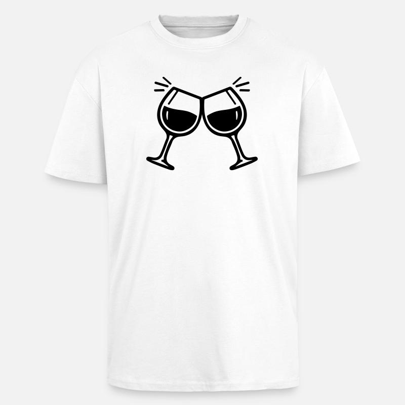 Weinglas Anstoßen Prost Wein - Oversized Heavyweight Unisex T-Shirt - Weiß