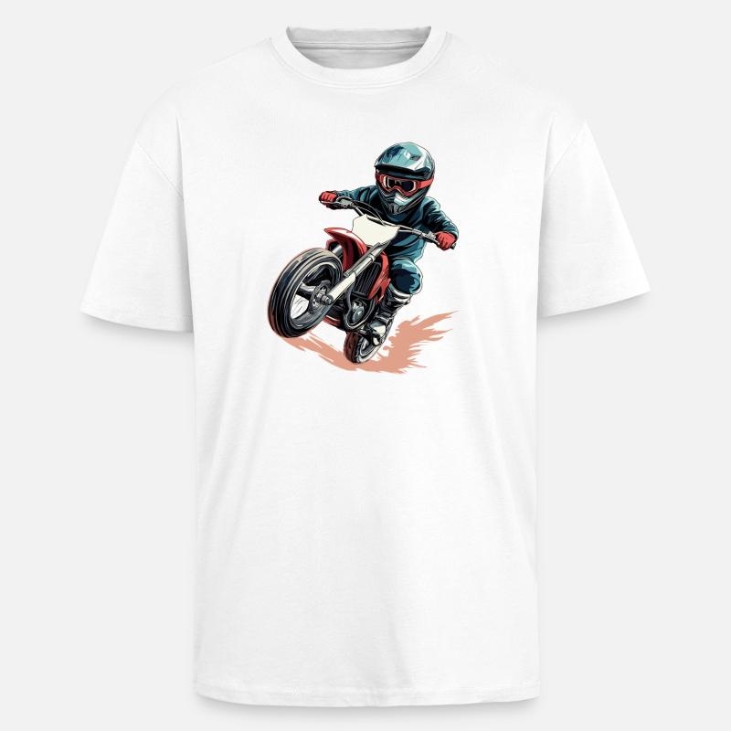 Dynamischer Motorradfahrer im Actionstil - Oversized Heavyweight Unisex T-Shirt - Weiß