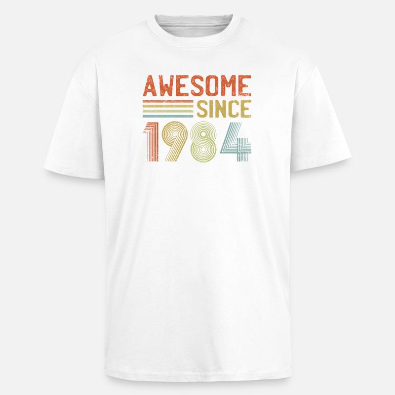 Conception de logo d’anniversaire d’année rétro - T-shirt unisexe oversize épais - blanc