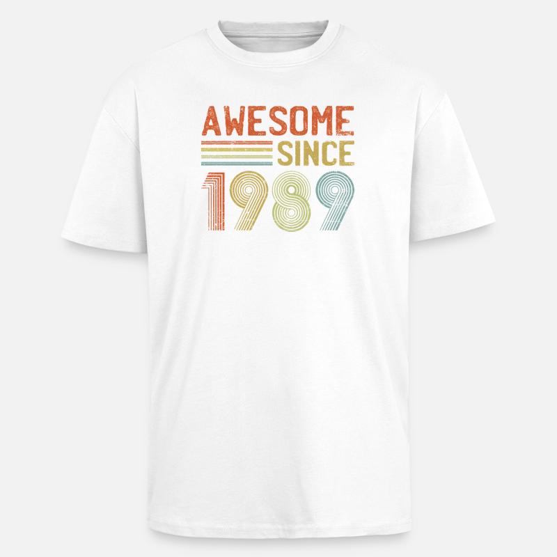 Retro 1989 Text und Spirale Design - Oversized Heavyweight Unisex T-Shirt - Weiß