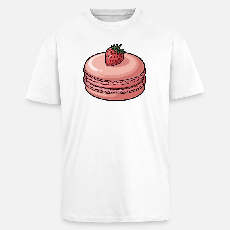 Erdbeer-Macaron-Dessert - Oversized Heavyweight Unisex T-Shirt - Weiß