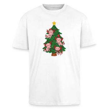Axolotl schmücken Weihnachtsbaum - Oversized Heavyweight Unisex T-Shirt - Weiß - Vorne - Alina (178cm) & Michal (187cm)